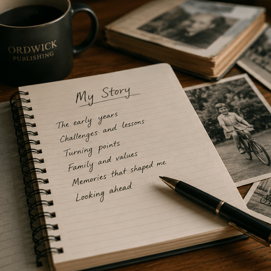 Grandparent sharing a life story for autobiography writing services