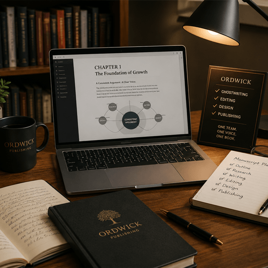 Business author planning chapters with nonfiction writing services